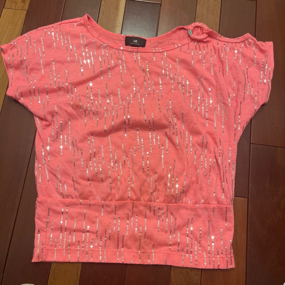Sequin Stripe Coral Top